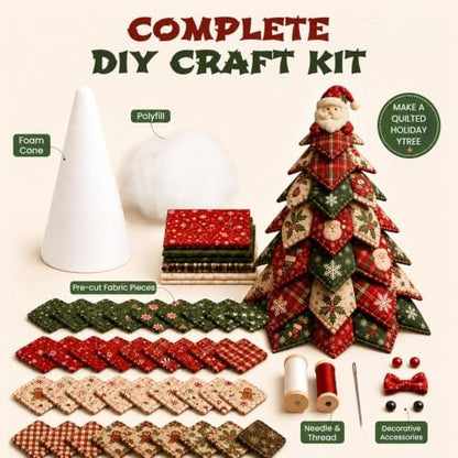 DIY Quilted Fabric Christmas Tree Kit, Arts and Crafts for Adults - Image 2