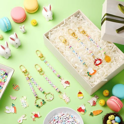 Tondiamo 2823 Pcs Easter Charms for Jewelry Making Easter Bead Keychain DIY Craft Making Kit Key Ring Charms Letters Beads String for Gift Jewelry Key Ring Backpack Accessories - Image 3