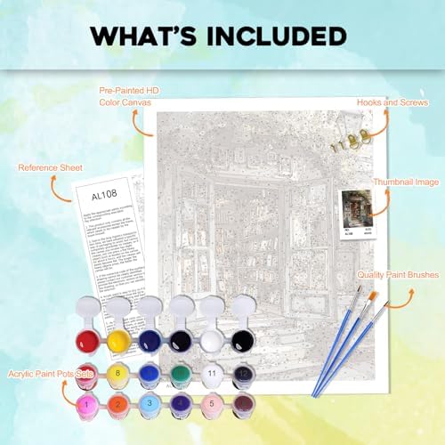 PHANTASYART Vintage Bookstore Paint by Numbers Kit for Adults 16x20inch - Image 5