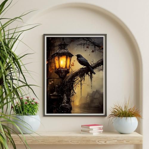 Gothic Crow Paint by Numbers Kit for Adults Framed Canvas, Frameworkless - Image 6