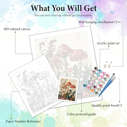 Dawnsphere Mushroom Paint by Numbers Kit for Adults Without Frame 16x20 in - Image 4