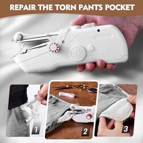 Handheld Sewing Machine with Black Storage Case and 109-Piece Sewing Kit, Mini Portable Cordless Hand Sewing Machine, Ideal for Adults & Beginners, Complete Set of Quick Home Clothing Repair Tools - Image 4