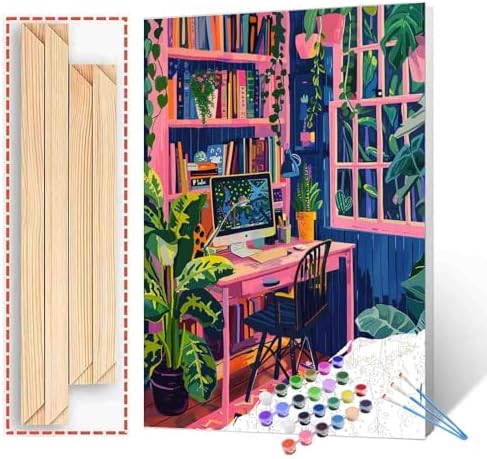 Bohemia Paint by Numbers Kits for Adult Paint by Numbers Kits Modern Art Style Paint by Numbers Kits on Colored Canvas,Book Oil Painting Art Set for Beginner Gift Home Decor DIY Framed 16x20 Inch by Aihonmin