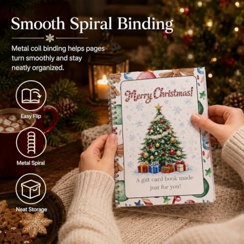 Christmas Gift Card Book, 5x7 Holiday Gift Booklet, DIY Spiral-Bound Merry Christmas College Survival Kit, 10-Page Surprise Greeting Card Book for Cards Cash, Students Graduation Gift - Image 2