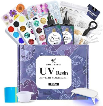 UV Resin Jewelry Making Kit - KHKD RESIN 250g UV Resin Kit with Light by KHKDRESIN