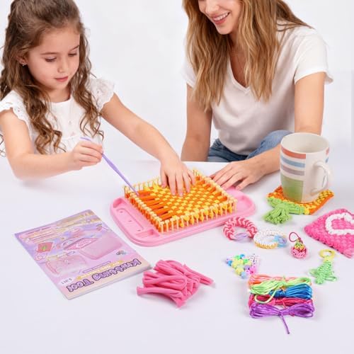 Souroyea Weaving Loom Kit Toys, 6-in-1 Friendship Bracelet Craft Making Kits for Kids, Gifts for Girls Ages 5 6 7 8-12, Easy Potholder Loom Knitting Activity for Beginners - Image 6