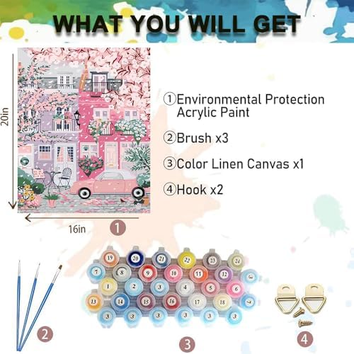 Paint by Numbers Kit for Adults,Cityscape DIY Paint by Number 16x20 In - Image 5