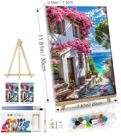 ATDMS Paint by Numbers Kit for Adults with Frame Landscape Paint by Number with Easel DIY Flowers House Adult Paint by Number Kits Paint by Numbers Kit on Canvas for Gift Home Wall Decor 8x12 Inch - Image 7