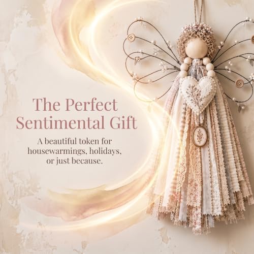 CHIANART Angel Fabric Hanging DIY Kit, Macrame Wall Weaving Craft,Crochet Wall Hanging Kit, Rustic Farmhouse Christmas Tree & Holiday Home Decor, Beginner-Friendly Handmade Gift for Women (F) - Image 5