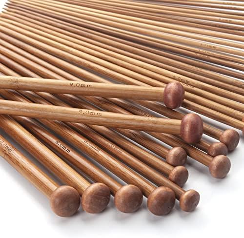 Bamboo Knitting Needles Set, Wooden Knitting Needles for Beginners, 18 Pairs US Size 0-15 (2.0-10.0mm) 14 Inch Long Straight Wood Knit Needle Single Point for Sweaters, Socks, Shawl and Scarf - Image 3
