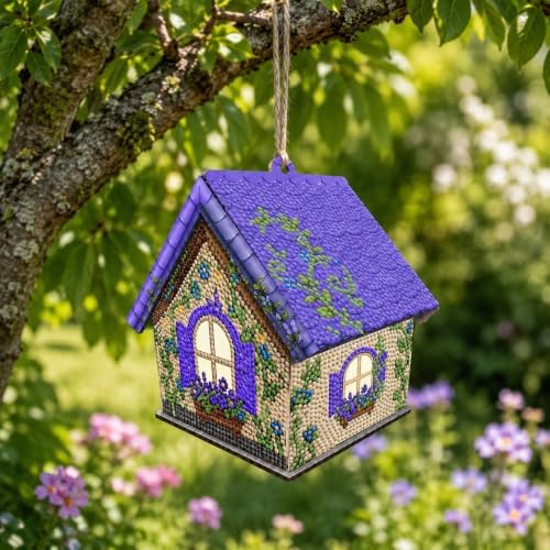 FRANDEK DIY Wooden House Diamond Art Painting Kit for Adults (Lavender) - Image 4