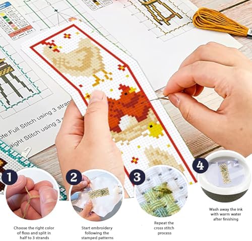 ORIGACH 6 Set Chicks & Words Cross Stitch Bookmark Kit for Beginner - Image 4