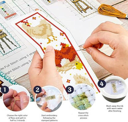 ORIGACH 6 Set Chicks & Words Cross Stitch Bookmark Kit for Beginner - Image 4