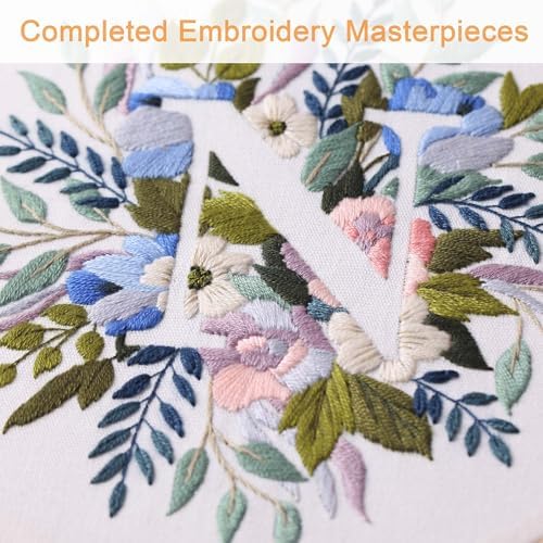 Harimau Letter N Pattern Embroidery Kit for Adult Beginners, Complete Starter Pack with 1 Hoop, Needles, Instruction Guide & Embroidery Stitch Video Tutorials - Image 6