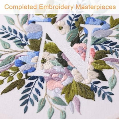 Harimau Letter N Pattern Embroidery Kit for Adult Beginners, Complete Starter Pack with 1 Hoop, Needles, Instruction Guide & Embroidery Stitch Video Tutorials - Image 6