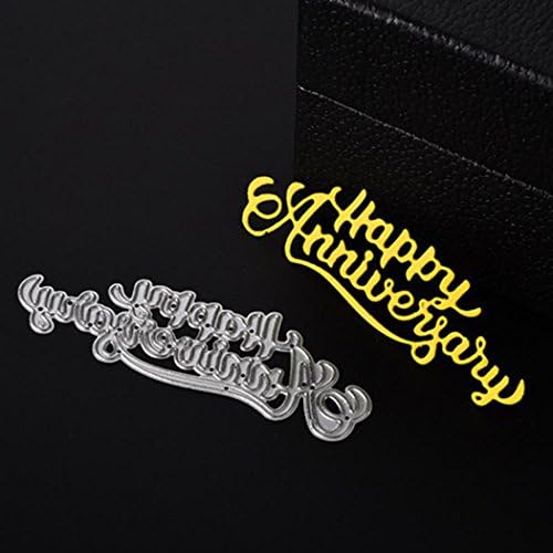 Letter Thank You Mr&Mrs Best Wishes Happy Anniversary Heart Metal Cutting Dies Stencil DIY Scrapbooking Embossing Tool DIY Paper Cards Album Decoration (Happy Anniversary) - Image 3