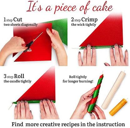 Christmas Candle Rolling Kit - Beeswax Candle Making Kit for Kids & Adults (Christmas, Hanukkah, Kwanzaa) - DIY Winter Candles Craft Project - Image 3