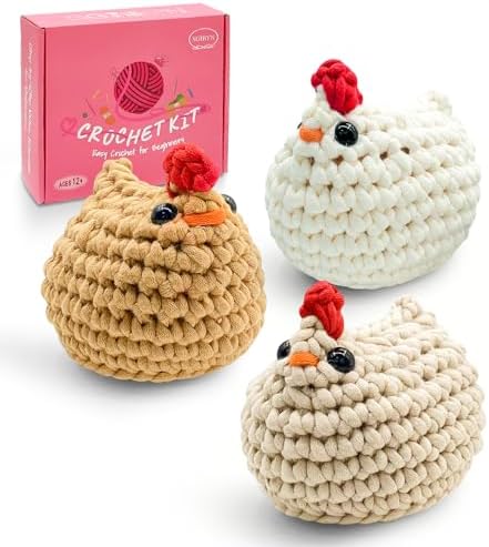 SGIBYN Crochet Kit for Beginner - DIY 3 Chickens Amigurumi Set by SGIBYN
