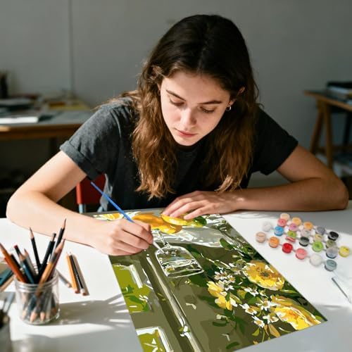 AIRDEA Lemon Paint by Numbers for Adults 16x20in Rose Painting by Number Kits for Beginner Frameless Easy Acrylic Oil Painting on Canvas with Paints and Brushes - Image 5