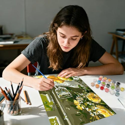 AIRDEA Lemon Paint by Numbers for Adults 16x20in Rose Painting by Number Kits for Beginner Frameless Easy Acrylic Oil Painting on Canvas with Paints and Brushes - Image 5