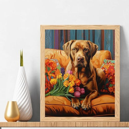 Natuyalo Paint by Numbers for Adults - DIY Adult Paint by Number Kits Painting on Canvas Dog on Sofa Painting by Numbers for Beginners, Animal Art Craft Kits for Adults (16x20 Inch) - Image 2