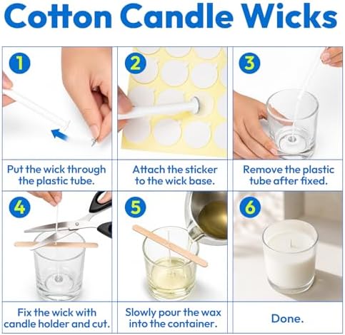 375Pcs Candle Making Kit, 4" Cotton Wicks & 5" Wood Wicks - Image 4