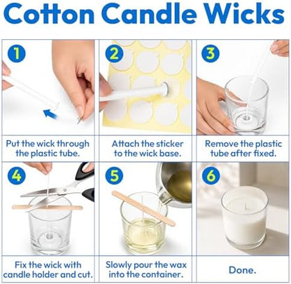 375Pcs Candle Making Kit, 4" Cotton Wicks & 5" Wood Wicks - Image 4