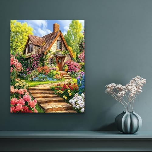 Banket Paint by Numbers Kit for Adults Beginner Landscape DIY Painting Kits for Adults Garden Easy Adult Paint by Number Kits on Canvas Color by Numbers for Gifts Home Wall Decor 16x20 Inch - Image 2