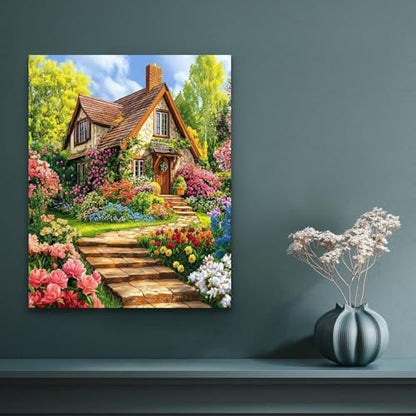 Banket Paint by Numbers Kit for Adults Beginner Landscape DIY Painting Kits for Adults Garden Easy Adult Paint by Number Kits on Canvas Color by Numbers for Gifts Home Wall Decor 16x20 Inch - Image 2