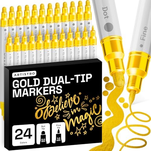 ARTISTRO Gold Dual-Tip Acrylic Paint Marker Pens - Set of 24 by ARTISTRO