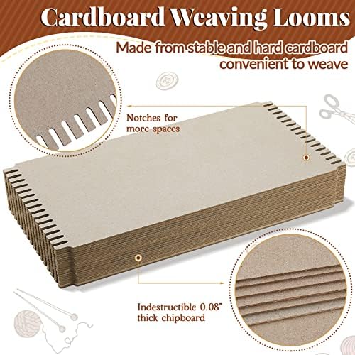 Henoyso 48 Pcs Cardboard Weaving Looms Cardboard Wide Notch Weaving Boards for Beginners Knitting Sewing Crochet Basket Jewelry Arts Crafts, 6-1/2 x 13 Inch (Pack of 3) - Image 3