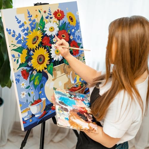 Paint by Numbers Kit for Adults, Sunflower Wildflower Bouquet, 16 x 20 Inch - Image 6