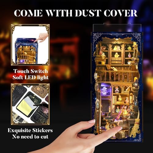DIY Book Nook Kit for Adults,Magic Potion House,3D Miniature Dollhouse Kit with LED,Miniature House Craft Gifts for Family,man,Friends and Book Lovers - Image 5