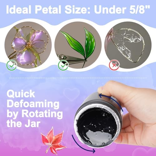 Teexpert UV Dip Resin for Wire Flowers, 2 Pack 100g Each (200g Total), Crystal Clear Thick Formula, Fast Cure UV Resin for DIY Jewelry, Crafts & Floral Design - Image 7