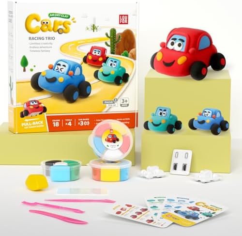 Air Dry Clay Kit for Kids - 3 Boxes Pull Back Car Making by LOUFOR-THENOBILITYINCLAY