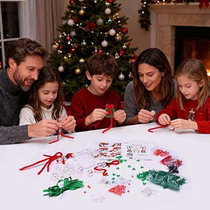LIHAO Christmas Crafts for Adults Kids, 24 Sets Christmas Beaded Ornaments Kits to Make Snowman/Wreath/Candy Cane/Snowflake Xmas Tree Holiday Decorations(Assembly Needed) - Image 5