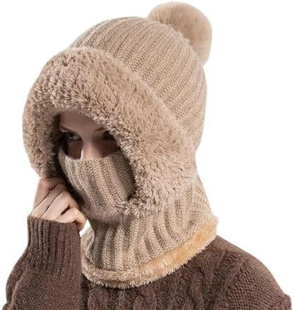 3 in 1 Balaclava for Women Fleece Lined Beanie Hat with Scarf and Mask Set by Unknown