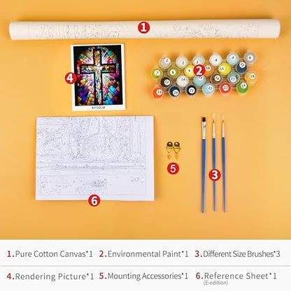 Jesus Cross Paint by Number Kits for Adults Beginner, DIY Acrylic Painting - Image 5