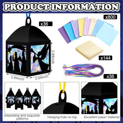 Maitys 36 Sets Christmas Nativity Paper Lantern Suncatcher Craft Kits - Image 3