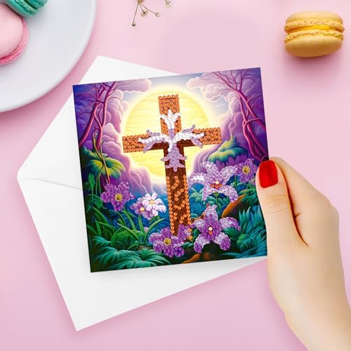 pigpigboss 8 Packs Cross Diamond Painting Greeting Card Art Kit - Image 6