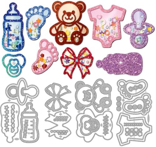 MAYJOYDIY Newborn Die Cuts for Card Making Cute Bear Bow Tie Footprints Metal Cutting Dies Onesie Embossing Cutting Stencil for Scrapbooking Craft Paper Birthday Card Gift Decoration by MAYJOYDIY