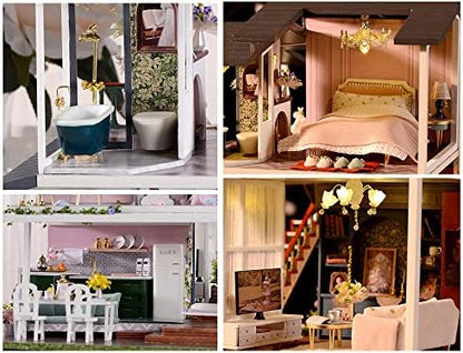 MAGQOO Dollhouse Miniature with Furniture, DIY Wooden Dollhouse Kit Plus Dust Proof, 1:24 Scale Creative Room Idea (Monet Garden) - Image 6