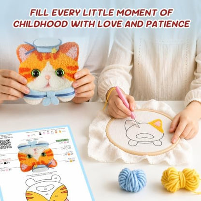 Gipony Punch Needle kit for Beginners,Embroidery kit for Beginners,Punch Needle Kits Adults Beginner,Including Printed Patterns, Needles, Easy to Follow Instructions, and Videos-Cat Family - Image 7