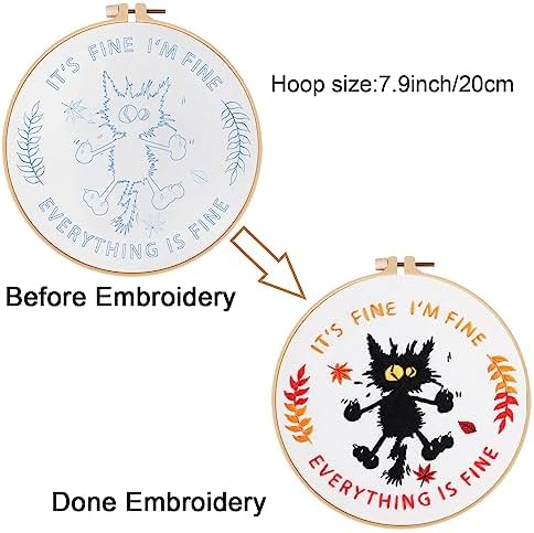 Louise Maelys Everything is Fine Embroidery Kit for Beginners Cat DIY - Image 4