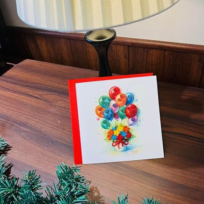 Quilling Cards, handmade card, quilled cards with Dedicated Paper, quilling birthday cards for women or all occasions: Mother's day, Greeting card, Birthday... daisy bouquet (Flowers with dragonfly) (Flying balloons) - Image 7