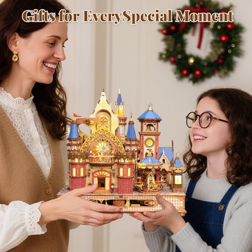 DIY 3D Wooden Puzzles for Adults,Alnwick Castle Miniature House Kit with LED Lights Arts and Crafts for Home Decor Creative Gift for Boys Girls - Image 6
