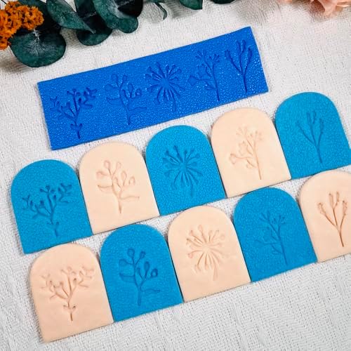 Xaekicr Polymer Clay Molds – 5PCS Botanical Texture Stamps with Flower & Leaf Patterns, Clay Cutters and Tools for Polymer Clay Jewelry and DIY Earring Crafts - Image 5