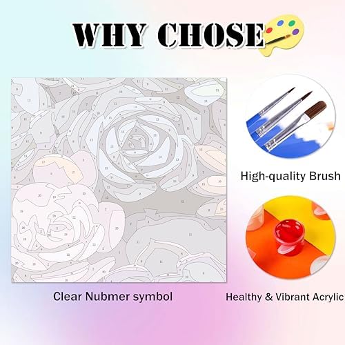 Ycydilirab Succulent Paint by Numbers Kits for Adults Beginners-Succulent Plant Paint by Number for Adult,Easy Canvas Paint by Numbers for Adults for Home Wall Decoration and Gifts 16X20 inch - Image 6