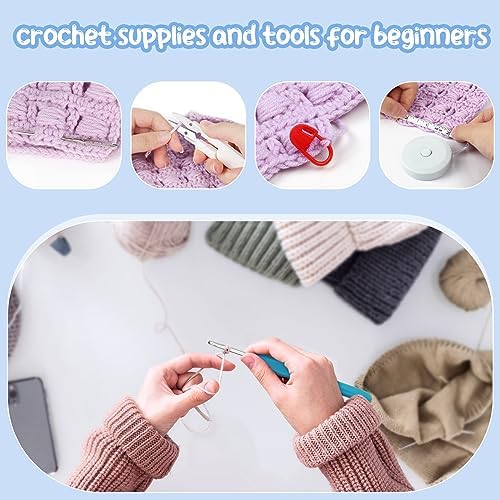Aeelike Crochet Kit for Beginners Adults, Complete Crochet Set, Blue Flower - Image 3