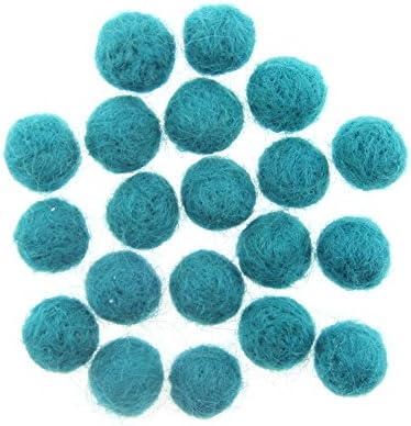 Needle Felt Balls Pure Wool Beads Dry Felted Balls 15mm Handmade DIY Crafts 20pcs (Turquoise) - Image 3